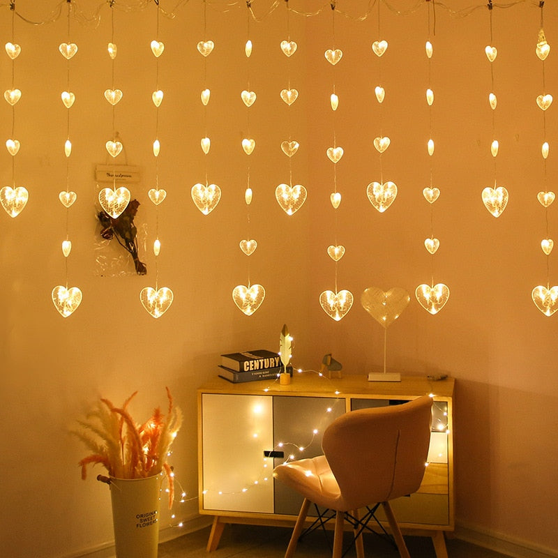 Lovely Heart Curtain Lights - ELECTROLUXE