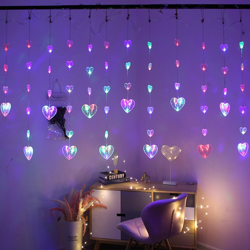 Lovely Heart Curtain Lights - ELECTROLUXE