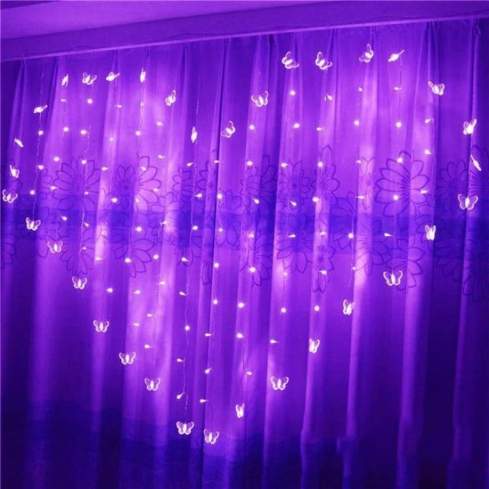 Heart-Shaped LED Butterfly Curtains - ELECTROLUXE