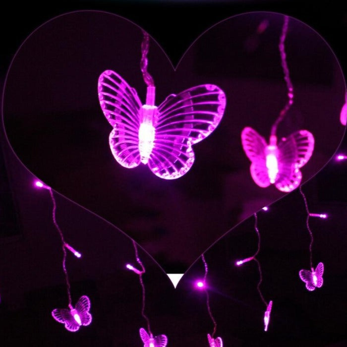 Heart-Shaped LED Butterfly Curtains - ELECTROLUXE